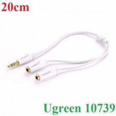 Cáp chia 2 cổng Audio 3.5mm dài 20cm Ugreen 10739 cao cấp (màu trắng)