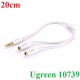 Cáp chia 2 cổng Audio 3.5mm dài 20cm Ugreen 10739 cao cấp (màu trắng)