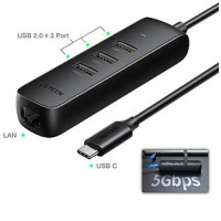 Ugreen 10917 USB Type-C 2.0 sang 3 x USB 2.0 + Lan 10/100Mbps nhựa ABS