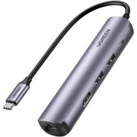 Thiết bị mở rộng USB Type-C to HDMI 4k@60Hz/ USB 3.0/ Lan Gigabit/ PD 100W Ugreen 10919 Chính Hãng