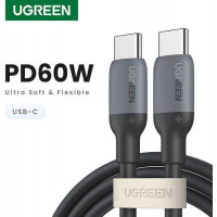 Cáp sạc nhanh silicon Ugreen USB-C sang USB-C Đen 1,5m 15276