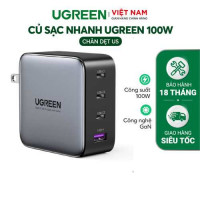 Sạc Nhanh Ugreen Nexode 100W 4 Cổng PD GaN US (Trắng) 15336