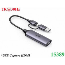 USB Capture HDMI, live streaming 2K@30Hz HDMI to USB 3.0, Type-C Ugreen 15389-CM629 cao cấp