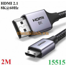 Cáp Mini HDMI to HDMI 8K@60Hz dài 2M Hỗ trợ Dynamic HDR, eARC Ugreen 15515 cao cấp