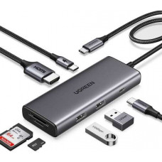 Hub USB Type-C 7 trong 1 ra HDMI 4K@30Hz, USB Type-C, USB-A 3.2, SD/TF, Sạc PD 100W Ugreen 15531