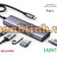 Hub chuyển đổi USB Type-C 5 trong 1 ra HDMI 4K@60Hz, USB-A x3, Sạc PD 100W Ugreen 15597 cao cấp