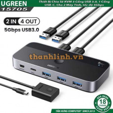 Thiết Bị Chia Sẻ 3 Cổng USB 3.0, 1 Cổng USB-C, Cho 2 Máy Tính Ugreen 15705