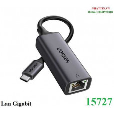 Cáp chuyển USB Type-C to Lan Gigabit 10/100/1000Mbps Ugreen 15727 cao cấp (Vỏ nhôm)