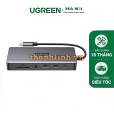 Thiết bị HUB USB Type-C Thunderbolt to HDMI/USB 3.2/SD/TF/Lan Gigabit/Sạc PD/Audio 3.5 Ugreen 15965