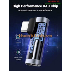 Đầu chuyển âm thanh USB Type-C to 3.5mm AUX có DAC Stereo Mic HiFi bẻ góc 90 độ Ugreen 20194 cao cấp