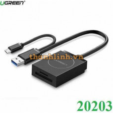 Đầu đọc thẻ USB 3.0 đến TF + SD Màu đen ABS 20203