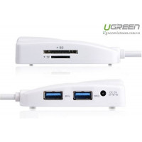 USB 3.0 ra LAN Gigabit Ethernet tích hợp 2 USB 3.0 + SD/ Đọc thẻ TF model 20248 trắng 50CM Ugreen 20248