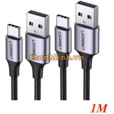 Cáp USB 3.0 A/M to USB-C/M Ugreen vỏ nhôm màu xám đậm 1m (Đen) 20287