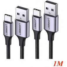 Cáp USB 3.0 A/M to USB-C/M Ugreen vỏ nhôm màu xám đậm 1m (Đen) 20287