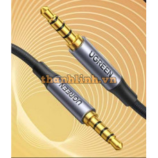 Cáp âm thanh AUX 3.5mm 2 đầu dương 4 cực dài 1,5M bện nylon hỗ trợ mic Ugreen 20497