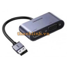 Cáp chuyển đổi USB 3.0 sang HDMI + VGA 1080P/60Hz Ugreen 20518 cao cấp