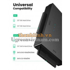 Ugreen 20673 USB 3.0 ra SATA + 3 5 IDE + 2 5 IDE bộ chuyển đổi ổ cứng US160 20020673