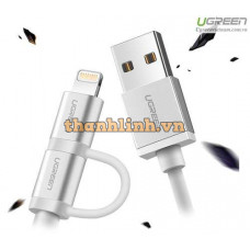 Cáp sạc 2 trong 1 USB 2.0 sang Micro USB và Lightning dài 1M Ugreen 20748 chính hãng