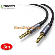 Cáp âm thanh AUX 3.5mm 2 đầu dương 4 cực dài 3M bện nylon hỗ trợ mic Ugreen 20785