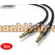 Cáp âm thanh AUX 3.5mm 2 đầu dương 4 cực dài 3M bện nylon hỗ trợ mic Ugreen 20785