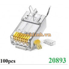 Hạt mạng RJ45 Cat6 FTP lõi 1,2mm hộp 100c mạ vàng 50U Ugreen 20893 cao cấp (bọc sắt)
