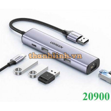 Bộ chuyển đổi USB 2.0 sang Ethernet 100Mbps + 3 * USB2.0 với cổng nguồn USB-C 20900
