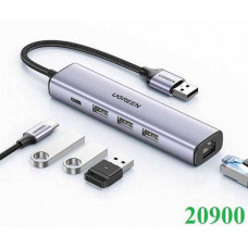 Bộ chuyển đổi USB 2.0 sang Ethernet 100Mbps + 3 * USB2.0 với cổng nguồn USB-C 20900