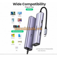 Hub chuyển đổi USB Type-C ra Lan 1000Mbps Kèm HUB 3 Cổng USB 3.0 Ugreen 20920 cao cấp