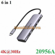 Thiết bị mở rộng 6 in 1 USB Type-C ra HDMI 4K@30hz/USB x3/SD/TF Ugreen 20956A cao cấp