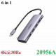 Thiết bị mở rộng 6 in 1 USB Type-C ra HDMI 4K@30hz/USB x3/SD/TF Ugreen 20956A cao cấp