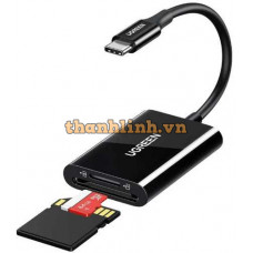 Đầu đọc thẻ TF + SD chân cắm USB-C 3.1 gen1 màu đen Ugreen 35622