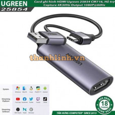 Card ghi hình HDMI Ugreen 25854 CM716, Hỗ trợ Capture 4K30Hz Output 1080P@60Hz