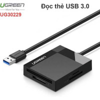Ugreen 30229 0.5M Màu Đen Đầu đọc thẻ USB 3.0 hỗ trợ thẻ TF/SD/CF/MS CR125 20030229