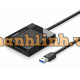 Ugreen 30231 0.5M màu Đen Đầu đọc thẻ USB 3.0 sang SD + TF + CF + MS cao cấp CR125 20030231