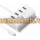 Hub với Chân đế USB-C ra 4 Port USB 2.0 model 30288 trắng ABS Ugreen 30288