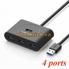 Bộ Hub chia cổng 4 cổng USB 3.0 cáp dài 2M Ugreen 30291 cao cấp (Màu Đen)