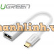 Ugreen 30307 0 8m bộ chuyển OTG màu trắng Micro ra Usb kèm chân đế docking stand 80cm US151 20030307