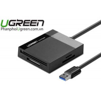 Ugreen 30333 0.5M Màu Xám Đầu đọc thẻ USB 3.0 hỗ trợ thẻ TF/SD/CF/MS CR125 20030333