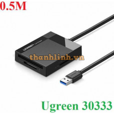 Ugreen 30333 0.5M Màu Xám Đầu đọc thẻ USB 3.0 hỗ trợ thẻ TF/SD/CF/MS CR125 20030333