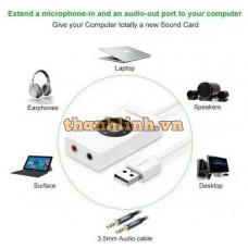 Bộ chuyển đổi USB 2.0 External Stereo Sound model 30448 trắng Ugreen 30448