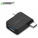 Bộ chuyển đổi C to USB 3.0 Micro USB + USB model 30453 đen Ugreen 30453