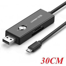 Ugreen 30518 30CM Màu Đen Cáp chuyển MICRO USB sang USB 2.0 đọc thẻ SD + TF hỗ trợ OTG 30518 20030518