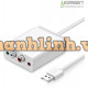 Card sound USB to RCA hỗ trợ Mic + tai nghe chính hãng Ugreen 30521 cao cấp