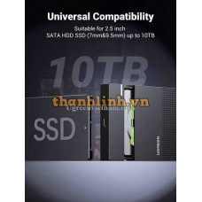 Hộp Đựng Ổ Cứng Ugreen 2.5 Inch Kèm Cáp USB-C Sang USB-A 6G 30727