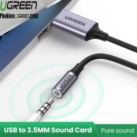 Card sound USB 2.0 Type-A to 3.5mm dây dù bọc nhôm có hỗ trợ MIC Ugreen 30757 cao cấp