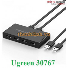 Bộ HUB chia 7 cổng USB 3.0 5Gbps vỏ nhôm, công tắc Ugreen 30778 (kèm nguồn 12V2A) cao cấp