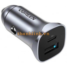 Sạc xe hơi USB kép Ugreen (Xám không gian) 30780