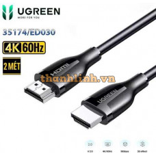 Cáp HDMI 2.0 dài 2m Ugreen 35174 ED030, hỗ trợ 4K@60Hz, High Speed 18Gbps