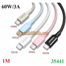 Cáp sạc nhanh 60W/3A USB Type-C to USB Type-C dài 1M Ugreen 35441 cao cấp (Màu Hồng)
