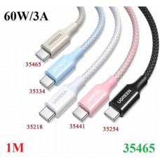 Cáp sạc nhanh 60W/3A USB Type-C to USB Type-C dài 1M Ugreen 35465 cao cấp (Màu Xám Bạc)